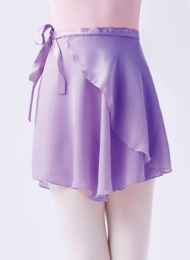 Daydance تنورة باليه ملفوفة للبنات من Daydance، لون بنفسجي فاتح، وشاح شفاف من الشيفون، مناسبة لملابس الرقص. - Image 2